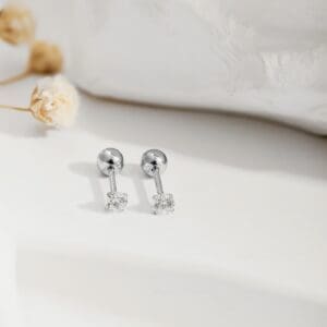 S925 Silver 3mm Cubic Stud Earrings for Little Girls