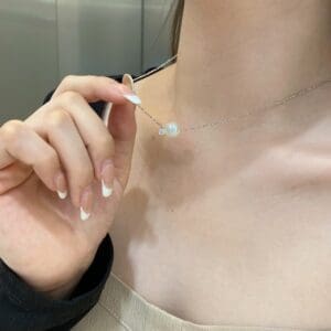 Single Pearl Pendant Cubic Zircon S925 Silver Necklace