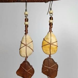 Handcrafted wire-wrapped stone earrings.