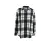 Black and white plaid flannel shirt.