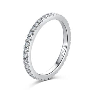  Classic Round Cut Sterling Silver S 925 Women's Band